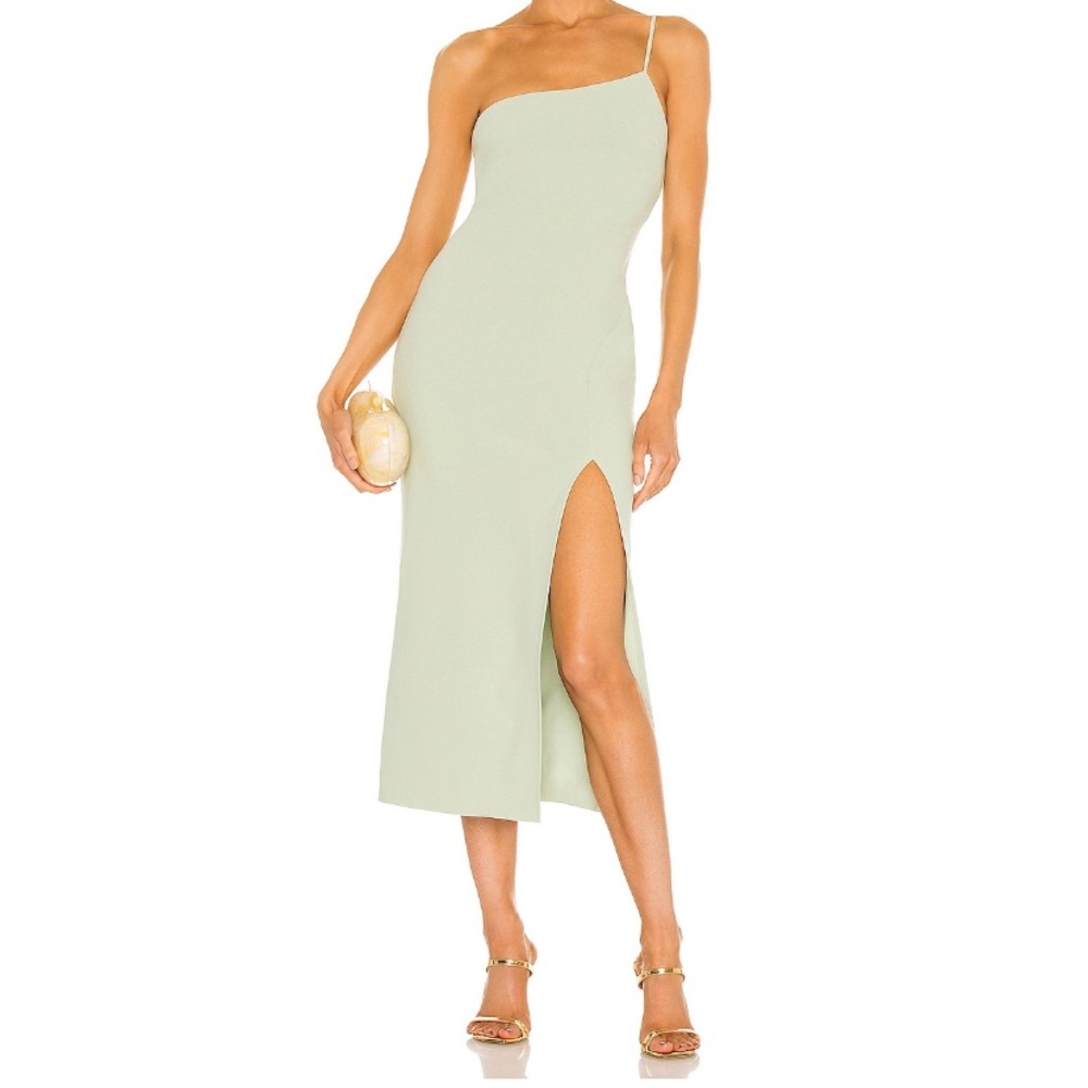 NWT Bec + Bridge Flyer Asymmetrical Midi Dress US size 8 / Aus 12 in avocado